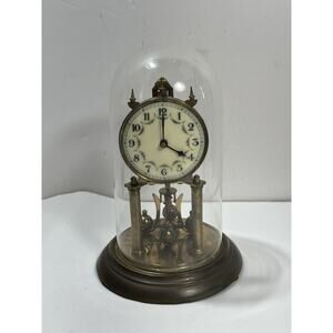 Antique Clock Germany‎ NO(0) Jewels unadjusted Torsion Dome For Parts or Repair